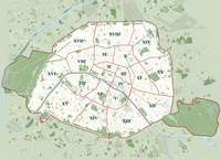 Plan de Paris avec les arrondissements