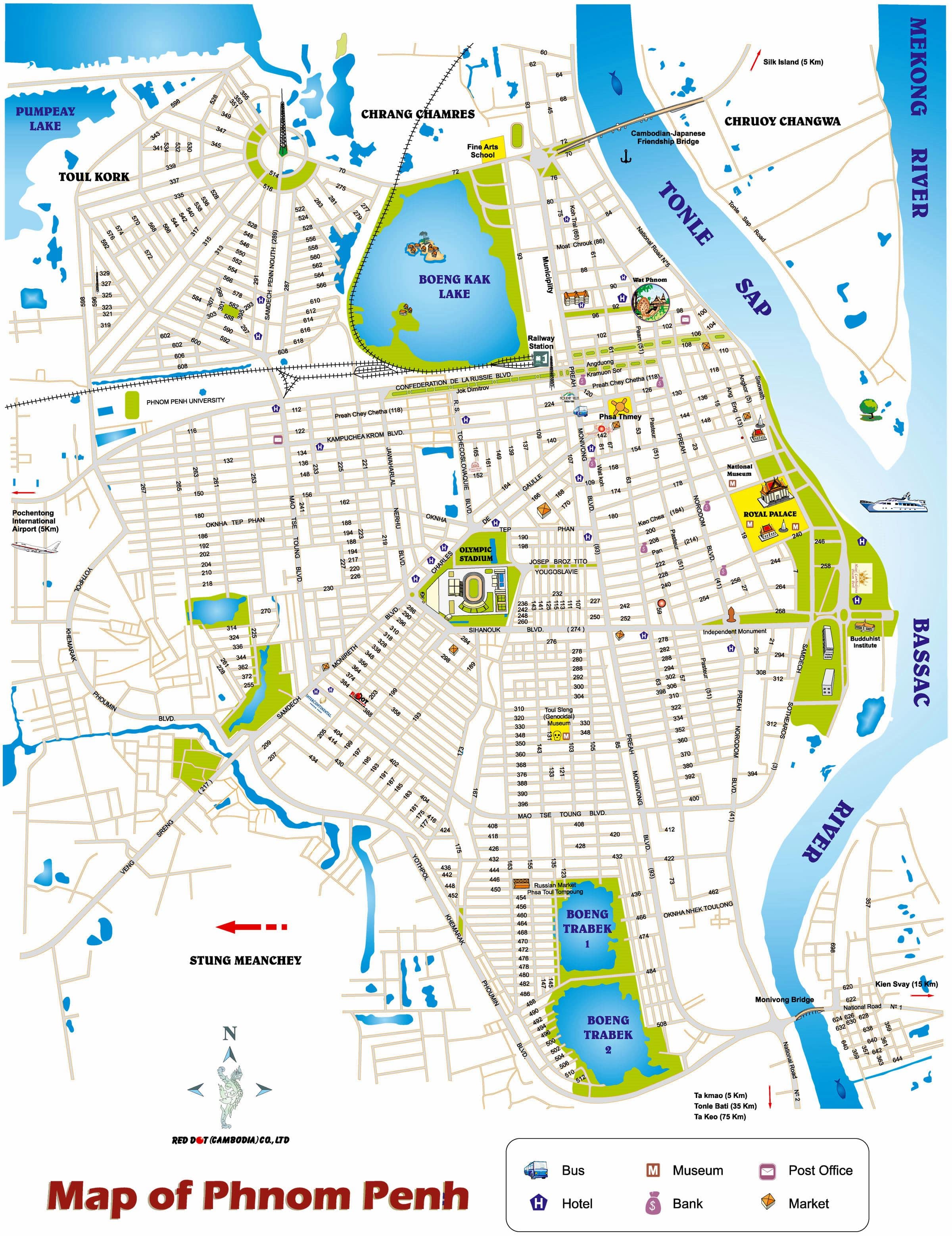Carte de Phnom Penh la capitale du Cambodge