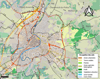 Grande carte de Poitiers avec l'occupation des sols, les zones urbanisées, le type de sol et les cours d'eau