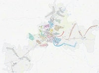 Grande carte de Poitiers avec les transports en commun, les lignes et les arrêts de bus