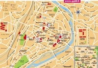 Plan du centre-ville du Poitiers avec les rues, les monuments et les bâtiments importants