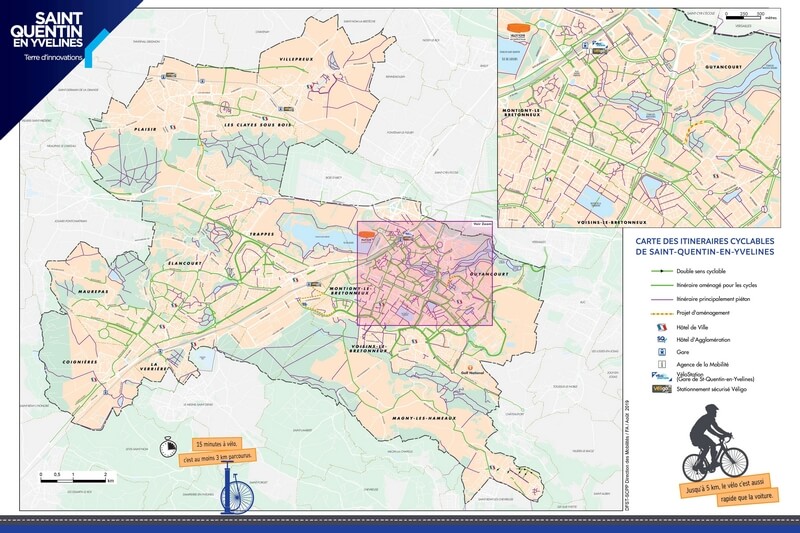 Plan piste cyclable Saint-Quentin-en-Yvelines