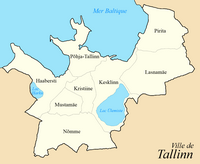 Carte de Tallinn avec les huit quartiers tallinnois