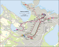 Carte de Tallinn avec le plan des lignes de Trolley